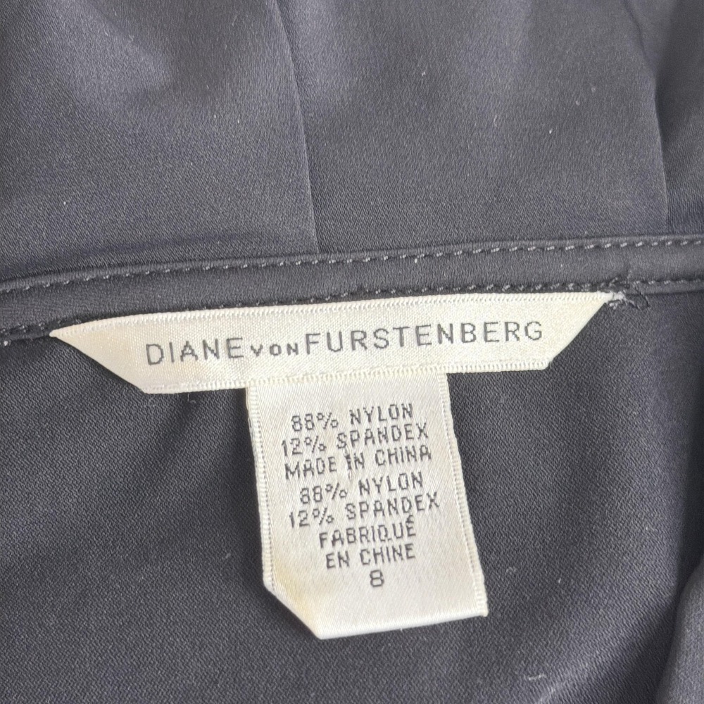 Diane Von Furstenberg Wrap Dress Womens 8 Black Ruffle Fit & Flare Belted - Picture 3 of 10
